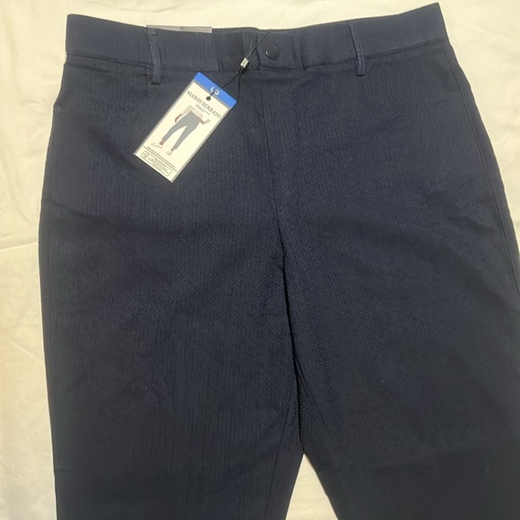 NWT Mario Serrani Navy Textured Ankle Pants sz L Stretch - Picture 2 of 6